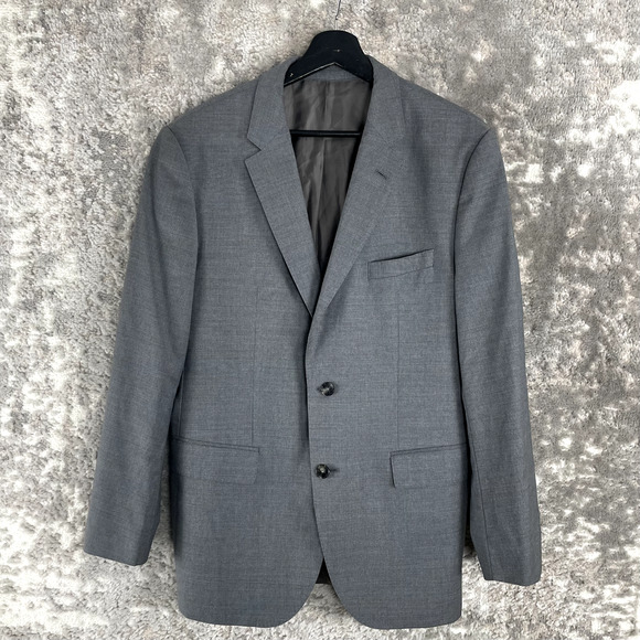 Guabello Sz 40R Super 130 Wool Woven In Italy Career Nocked Blazer Jacket Gray - Picture 1 of 9